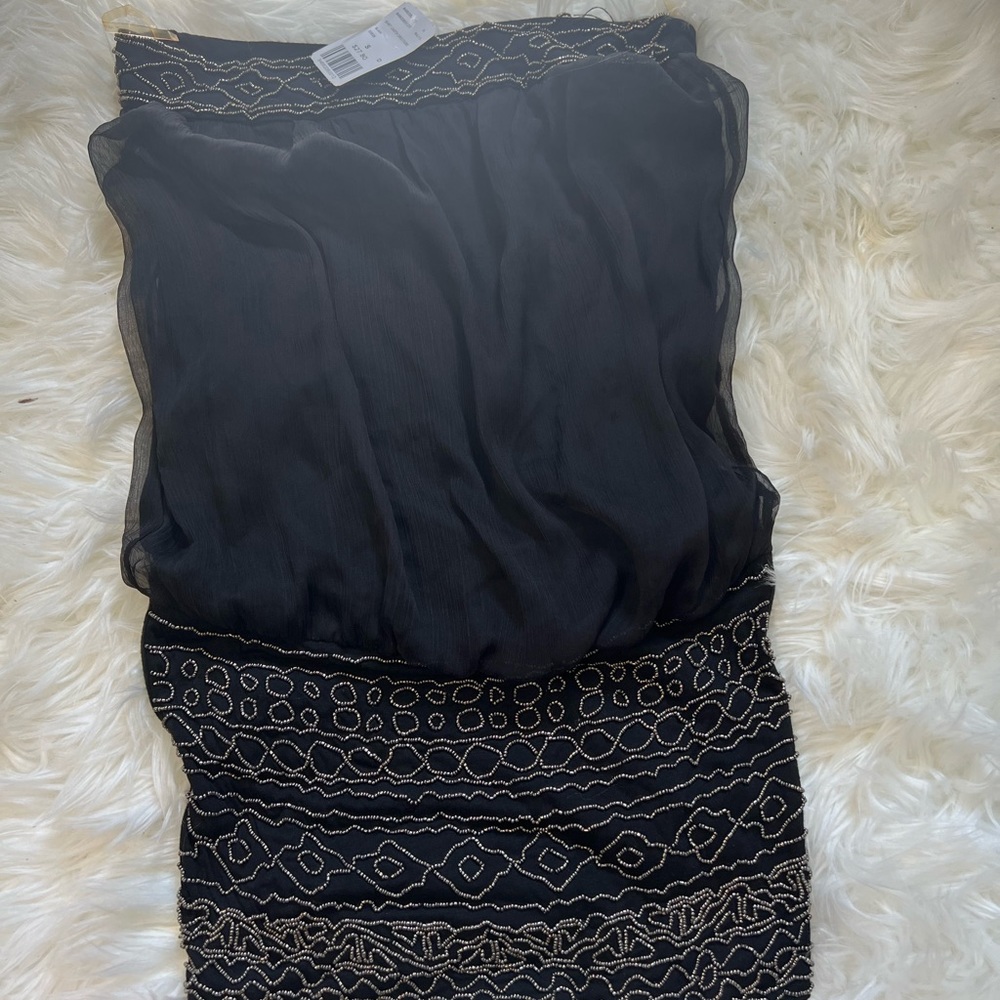 Strapless mini beaded dress